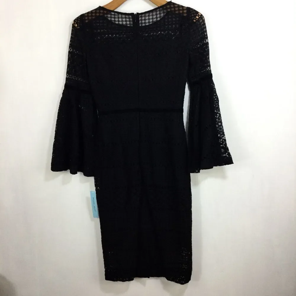 Antonio Melani Women Alfa Lace Bell Sleeve Cocktail Party Dress Black Size 0 NWT - Picture 6 of 11